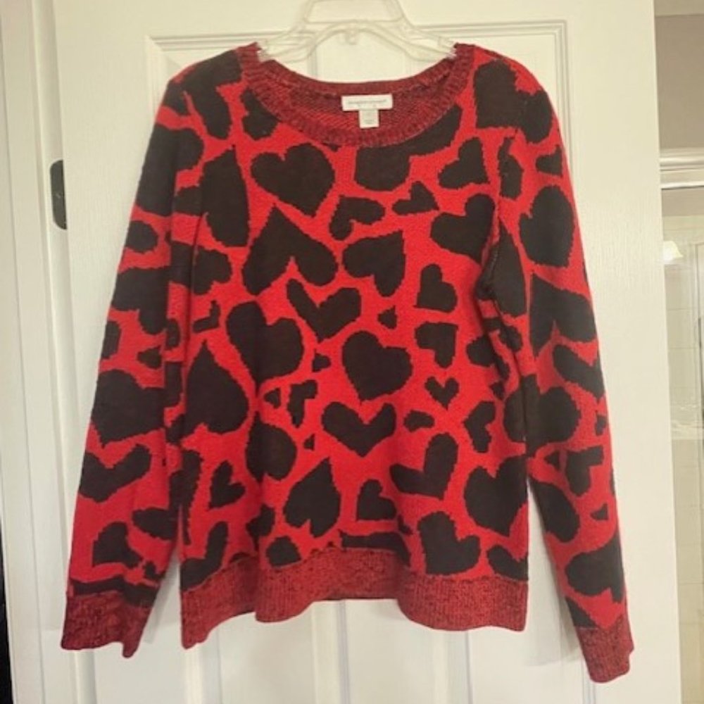 Christopher & Banks red and black heart sweater